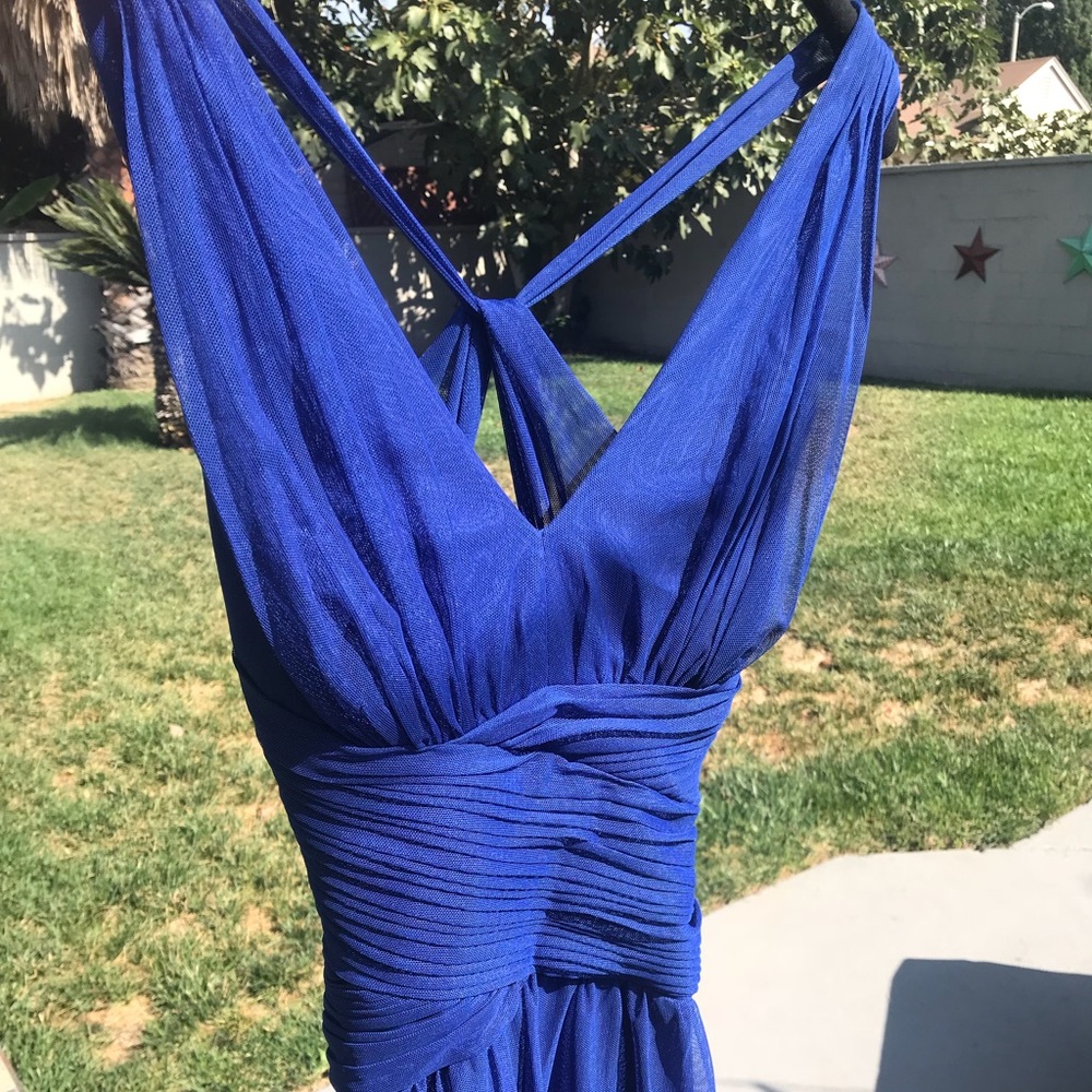 Sexy Calvin Klein Blue Chiffon Gown